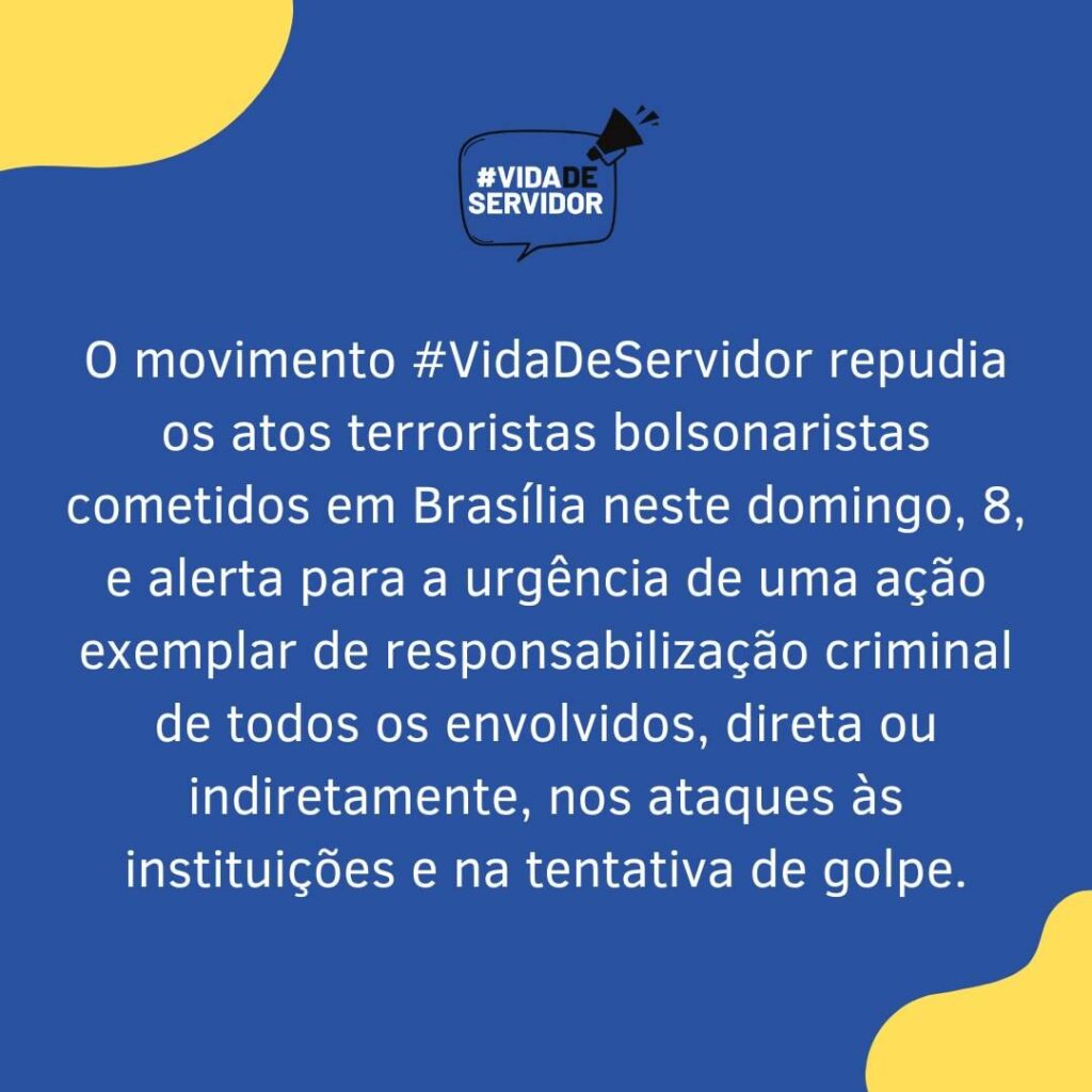 Nota de repúdio ao atos terroristas ocorridos em Brasília nesse domingo, 8